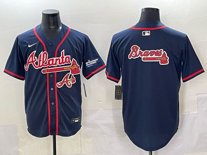 Men Atlanta Braves Blank Drak Blue joint name Nike 2025 MLB Jersey style 010